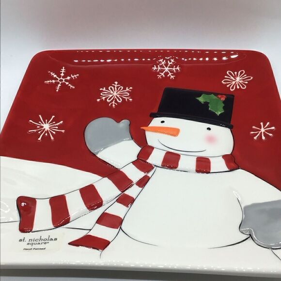 St Nicholas Square Tree Lot Snowman Plate - Picture 4 of 6